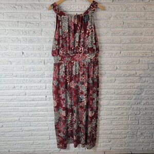 Meri Skye Womens Dress 2X Plus Sleeveless Midi Sheath‎ Burgundy Floral FLO105E